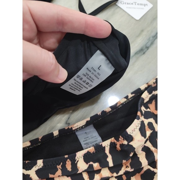 Grace Tempt Black Leopard High Waisted Bikini Large NWT - Picture 5 of 9